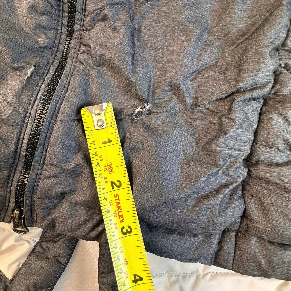 Lole Puffer Jacket Duck Down Women's XL Grey Mid Length Hooded Parka Winter FLAW - Picture 9 of 14